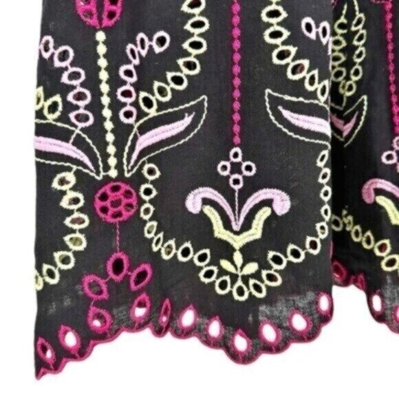 Charo Ruiz Mutti Black Floral Embroidered Eyelet Ibiza Midi Dress Size XS - Picture 11 of 14